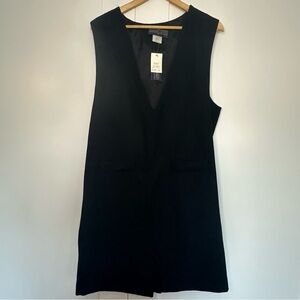 Vintage Herman Geist 100 Wool Dress 12 Black Pencil Jumper LBD cocktail v-neck
